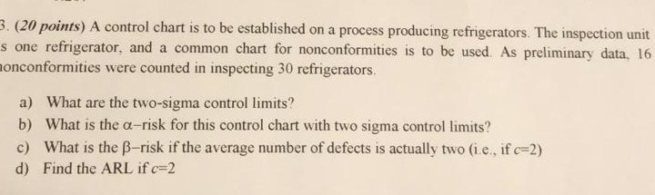 Solved O points) A control chart is to be established on a | Chegg.com