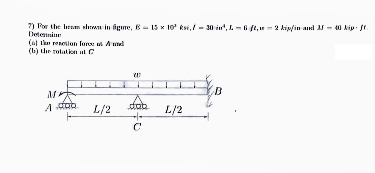 Solved 7) For The Beam Shown In Figure, | Chegg.com