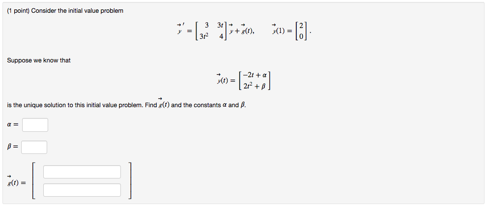 Solved 1 Point Consider The Initial Value Problem 𝑦⃗