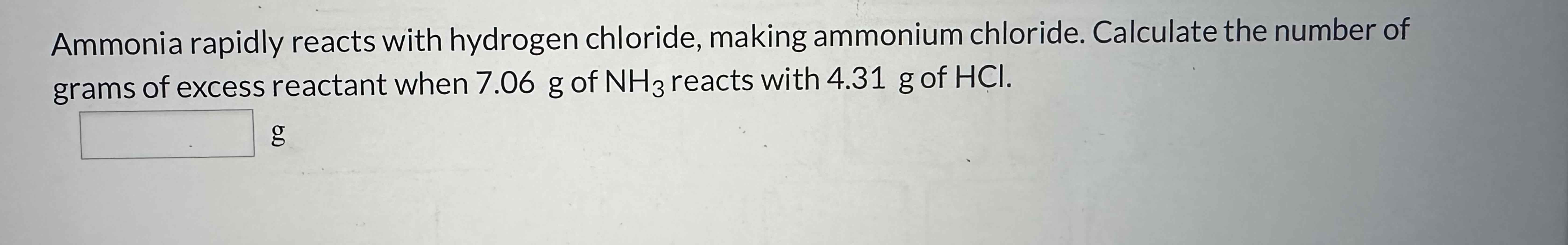 Solved Ammonia Rapidly Reacts With Hydrogen Chloride Making