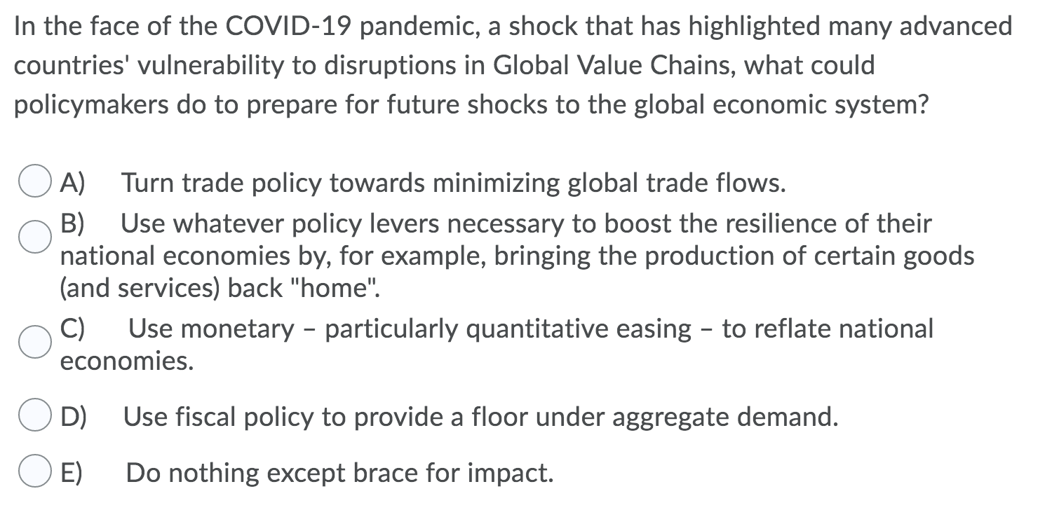 Solved In the face of the COVID-19 pandemic, a shock that | Chegg.com