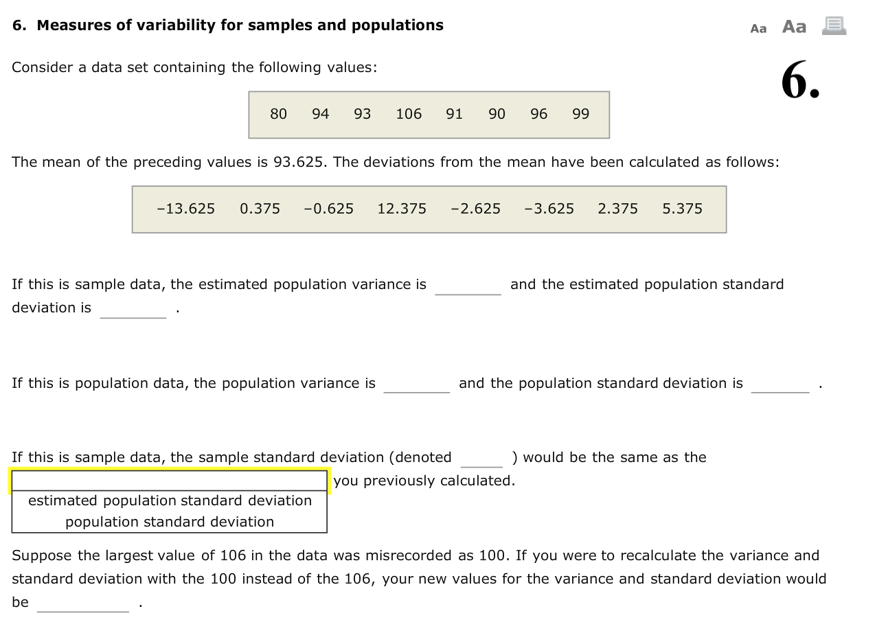 Solved 6. Measures Of Variability For Samples And | Chegg.com