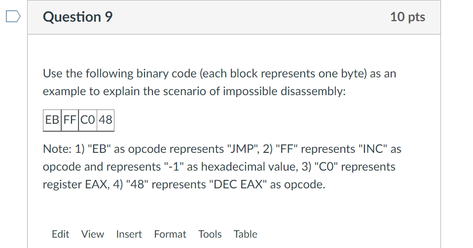 Solved Question 9 10 pts Use the following binary code (each | Chegg.com