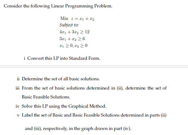 Solved Consider the following Linear Programming Problem. | Chegg.com