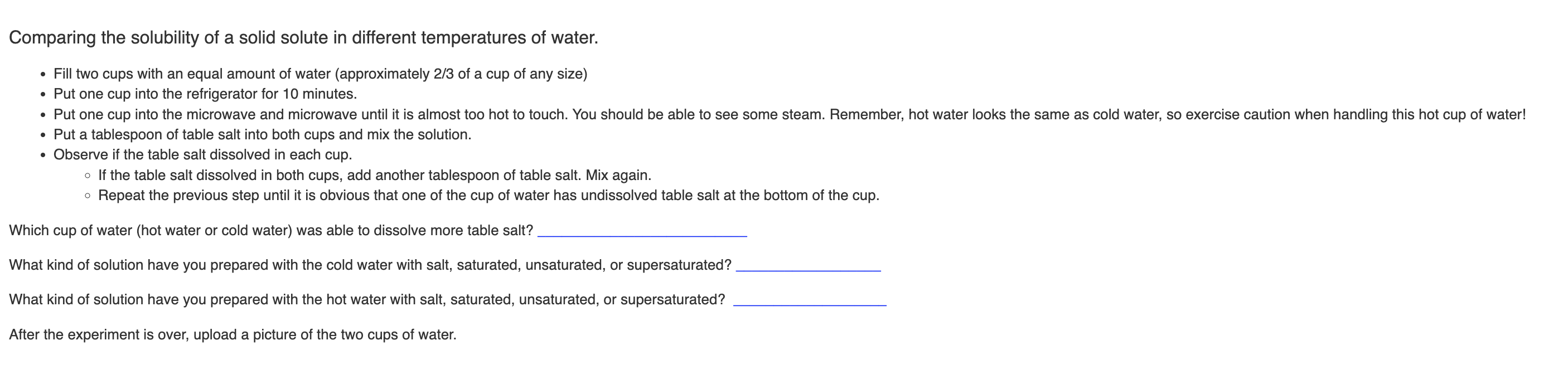 Solved Comparing the solubility of a solid solute in | Chegg.com