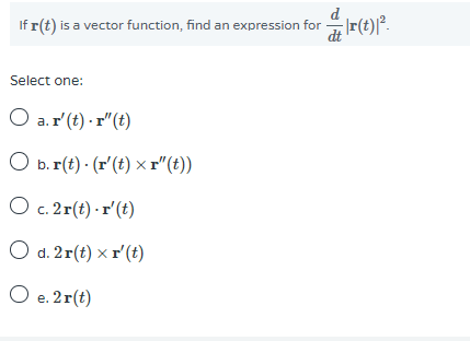 Solved If R T Is A Vector Function Find An Expression F Chegg Com