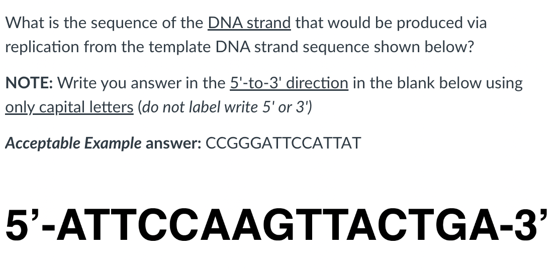 Solved What is the sequence of the DNA strand that would be | Chegg.com