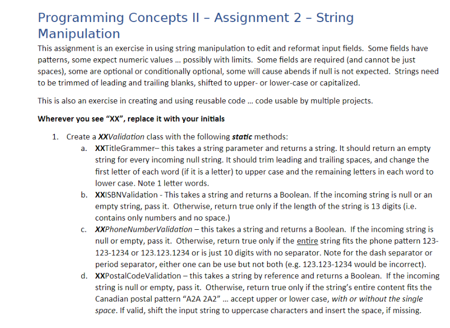 Programming Concepts || - Assignment 2 - String | Chegg.com