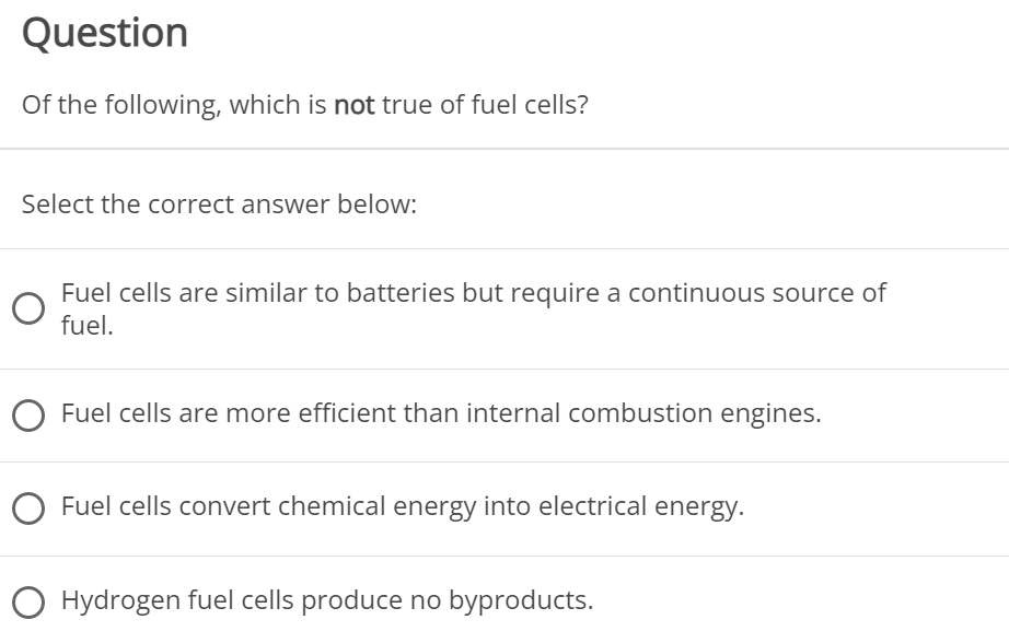 Solved Question Of The Following Which Is Not True Of Fuel Chegg