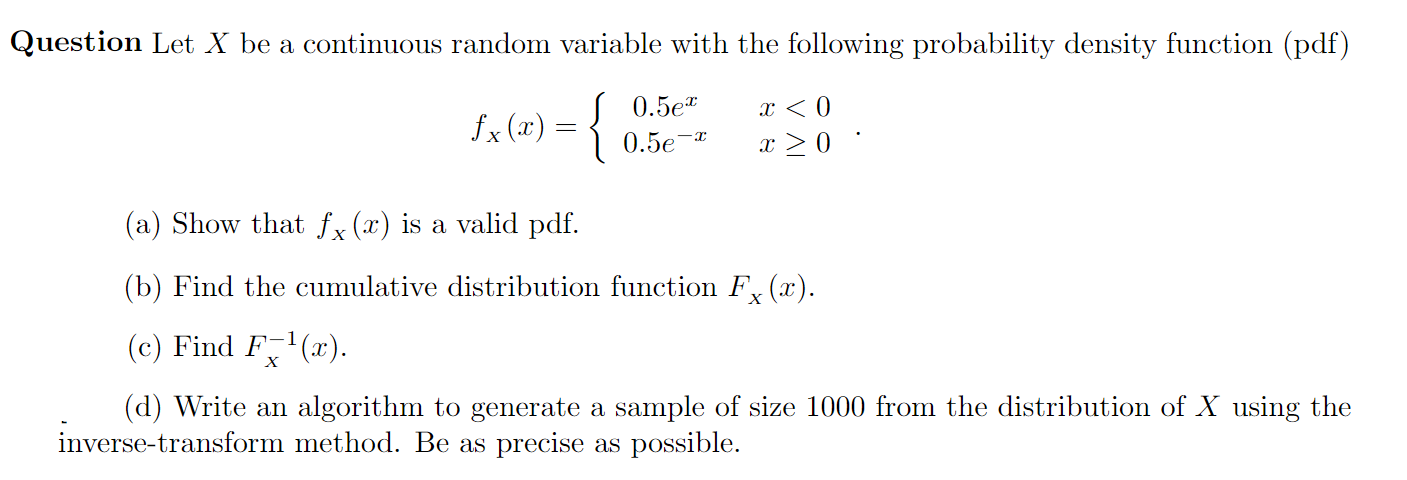 Solved Question Let X Be A Continuous Random Variable With | Chegg.com