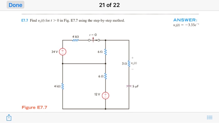 Solved Find V 0 T For T 0 In Fig E7 7 Using The