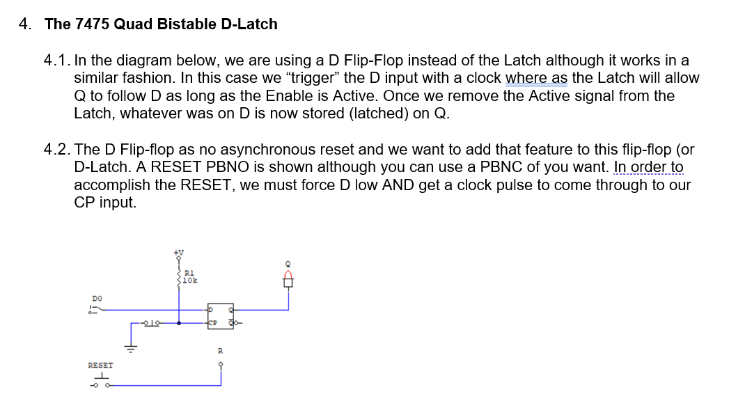 Solved 4. The 7475 Quad Bistable D-Latch 4.1. In the diagram | Chegg.com