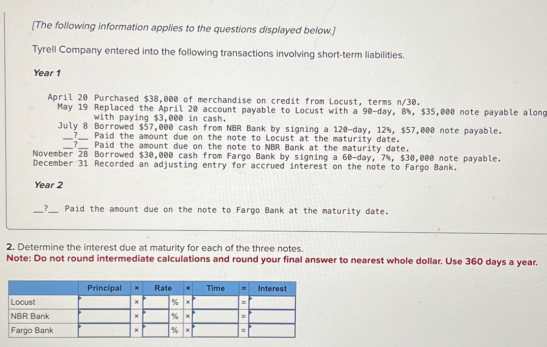 Solved Tyrell Company entered into the following