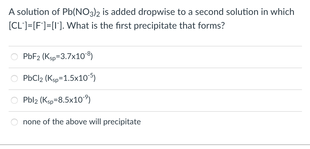 Solved A Solution Of Pb(NO3)2 Is Added Dropwise To A Second | Chegg.com