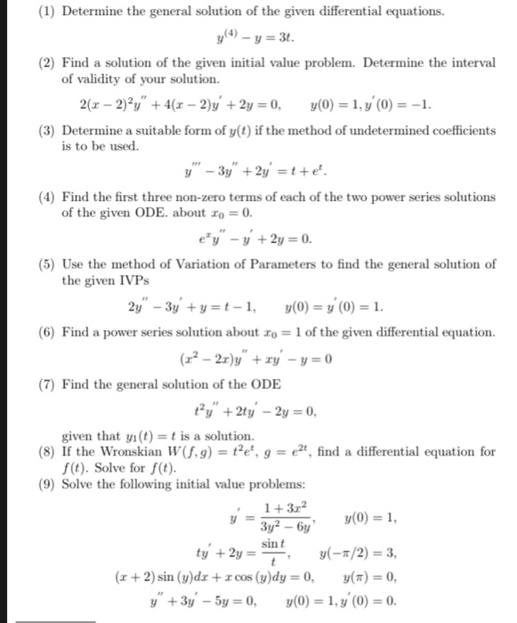 Solved (1) Determine the general solution of the given | Chegg.com