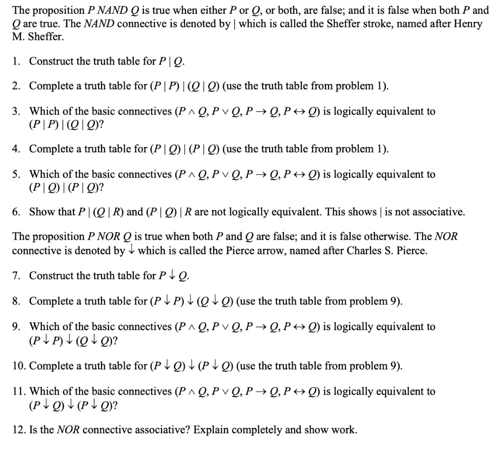 Solved The proposition P NAND Q is true when either P or Q, | Chegg.com