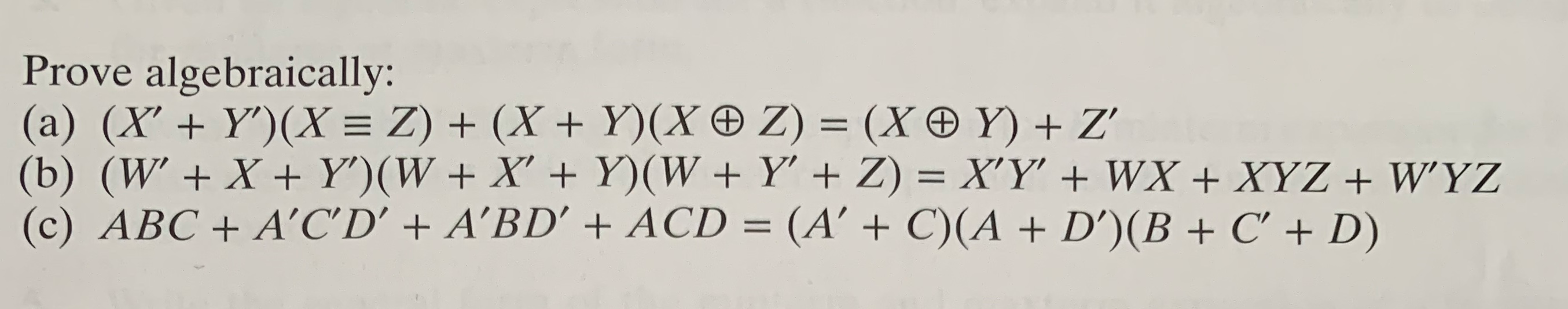 Solved Prove Algebraically A X Y X Z X Y Chegg Com