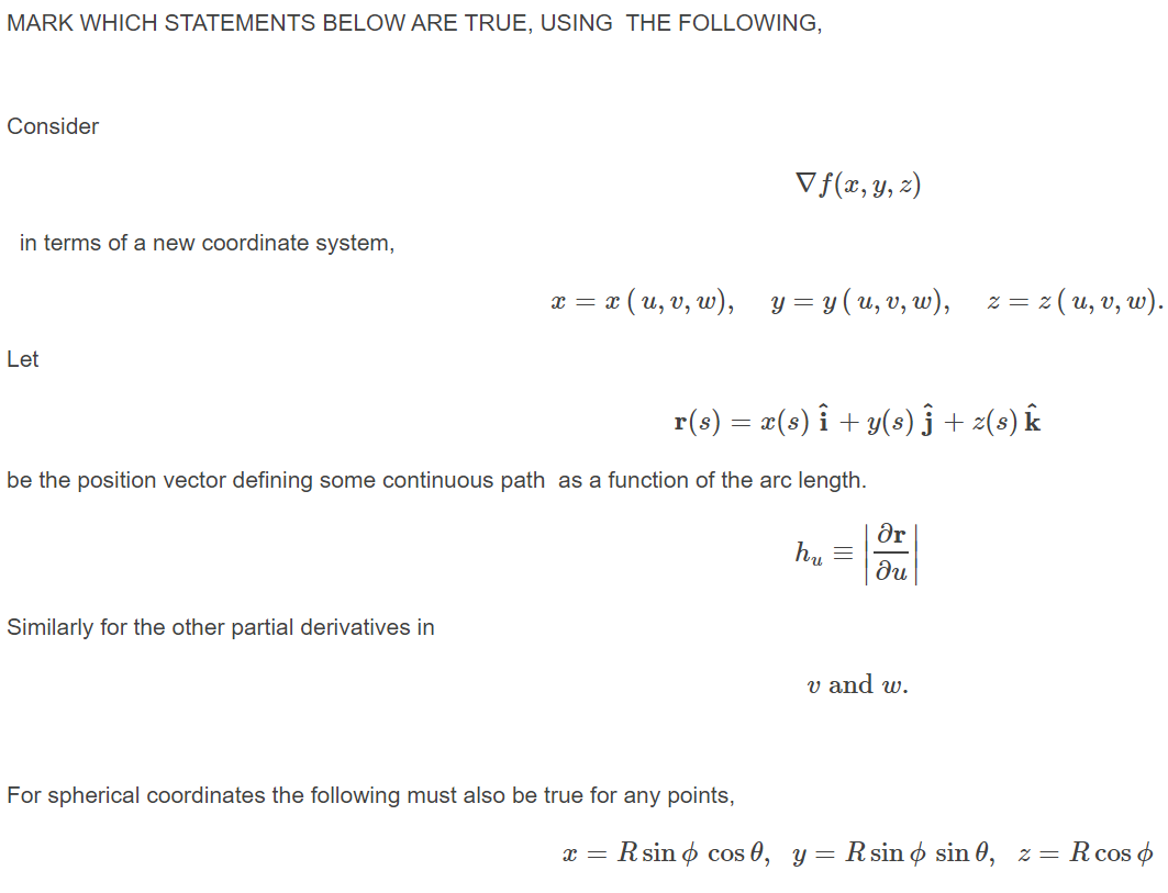 Solved Mark Which Statements Below Are True Using The Fo Chegg Com