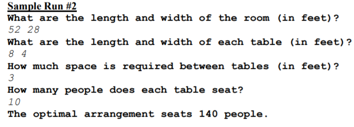 Solved Problem A Rectangular Wedding Table Arrangements