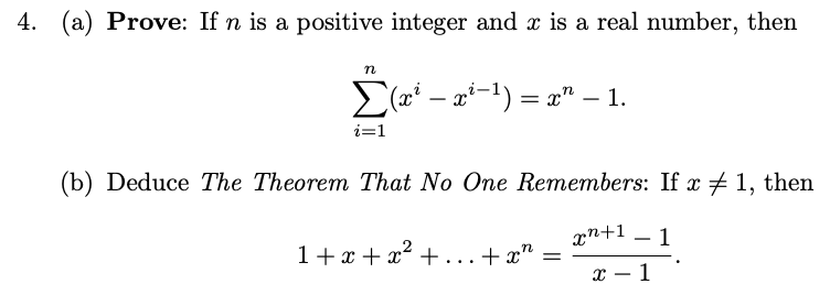 Solved (a) Prove: If n is a positive integer and x is a real | Chegg.com