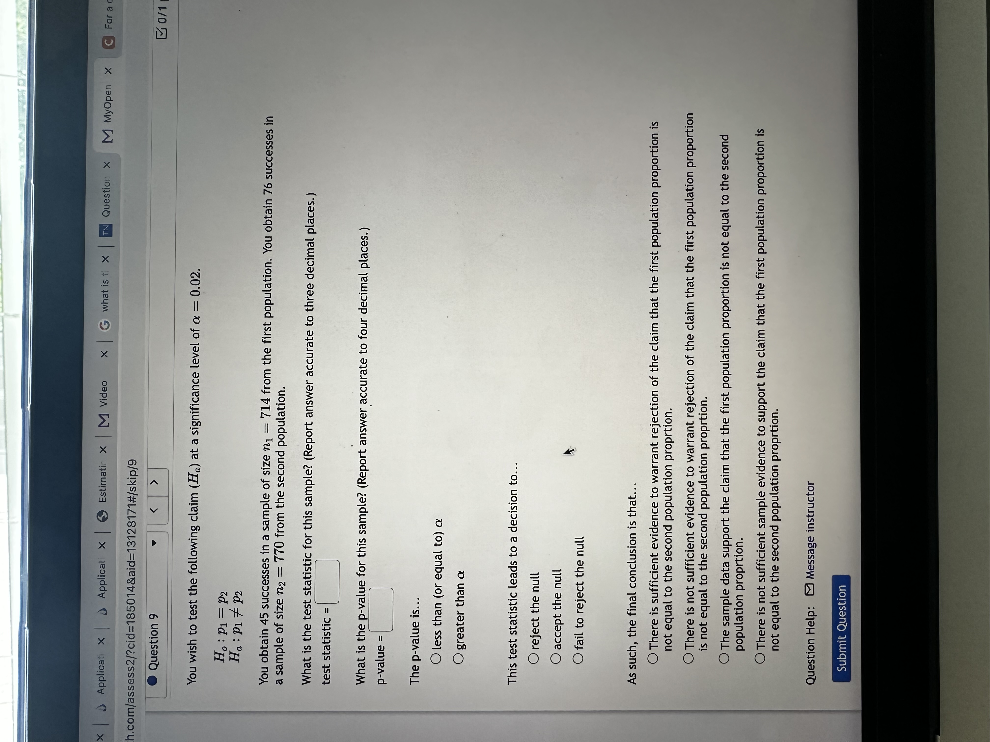 Solved You wish to test the following claim (Ha) at a | Chegg.com