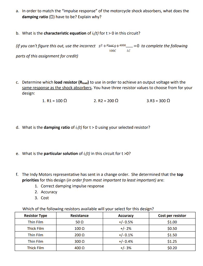 Solved Indy Motors has designed a new set of mechanical | Chegg.com