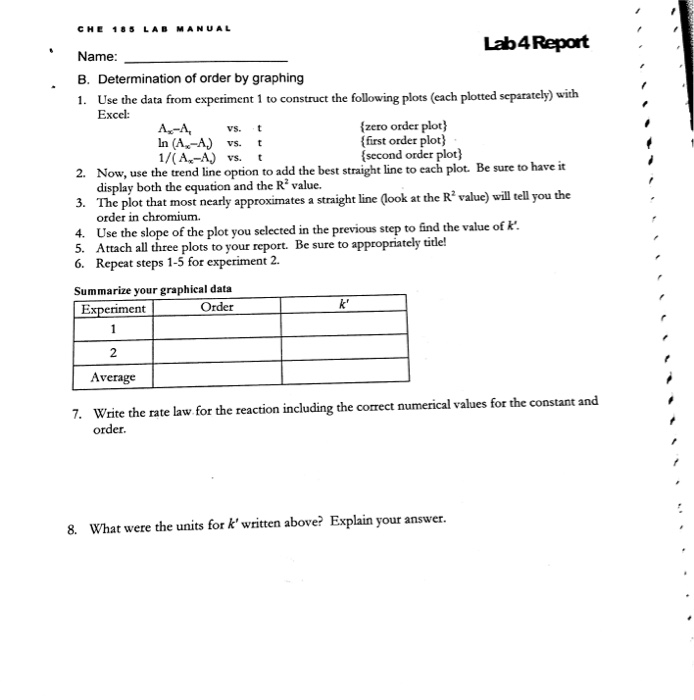 Lab Report A. Report your data Report your data and | Chegg.com