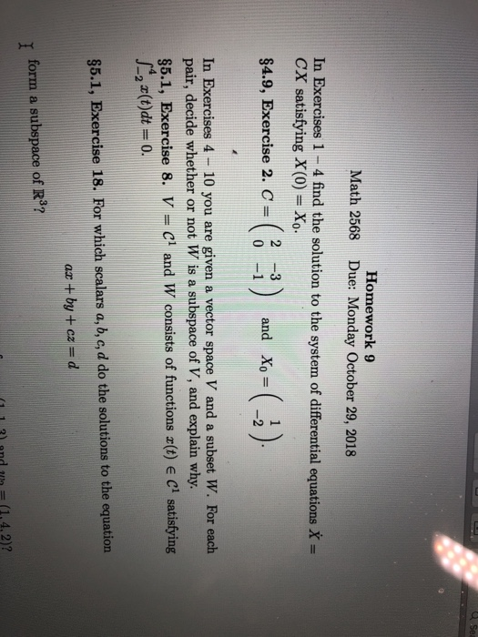 Solved Homework 9 Due: Monday October 29, 2018 Math 2568 In | Chegg.com