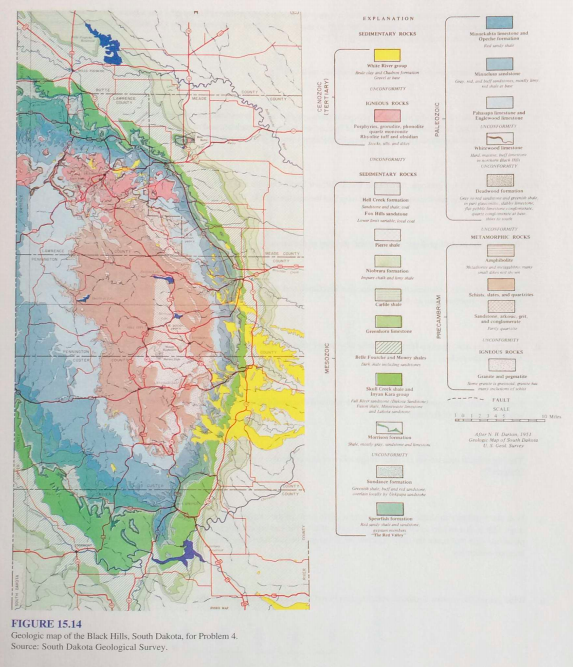 Black Hills Geologic Map Solved 4. Refer To Figure 15.14, A Geologic Map Of The Black | Chegg.com