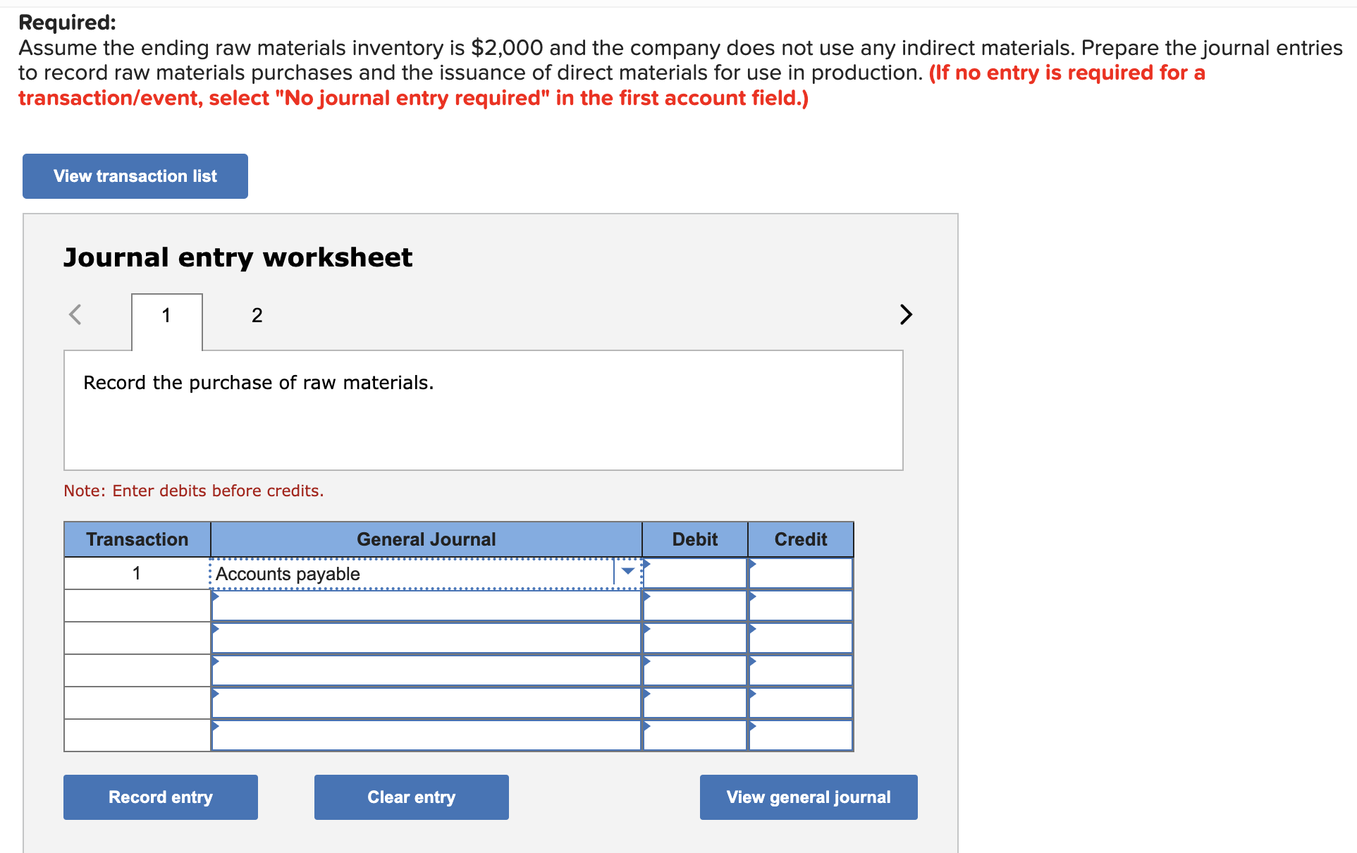 Solved Required Assume the ending raw materials inventory