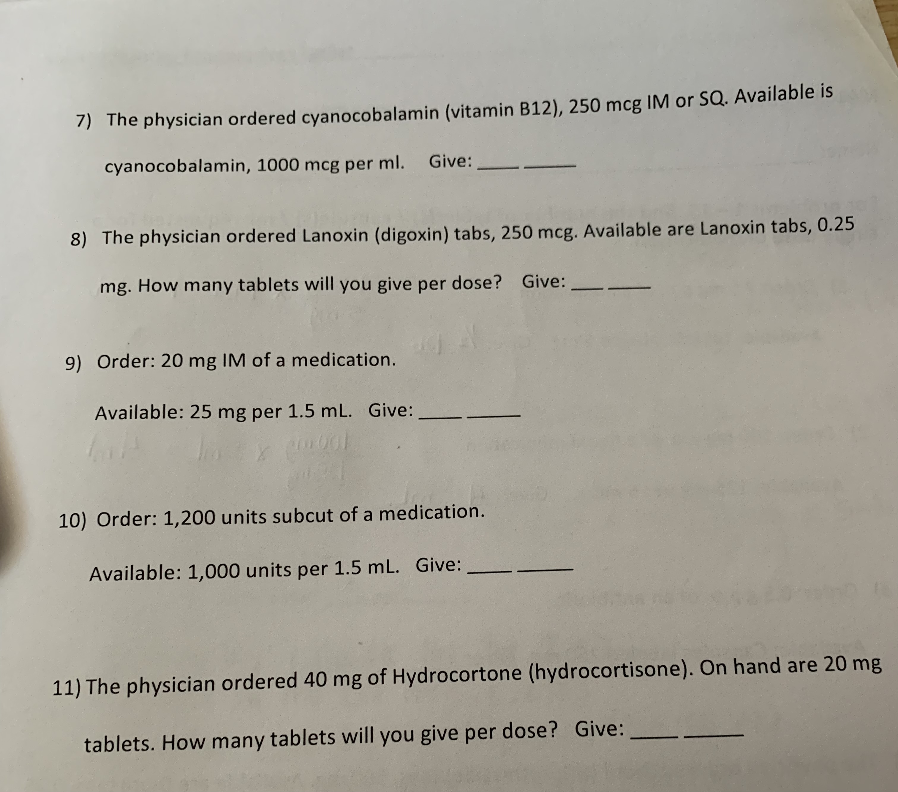 Solved 7) The Physician Ordered Cyanocobalamin (vitamin | Chegg.com