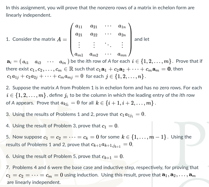 Solved In this assignment you will prove that the nonzero Chegg