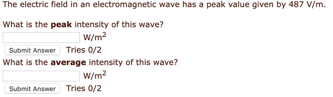 Solved The electric field in an electromagnetic wave has a | Chegg.com