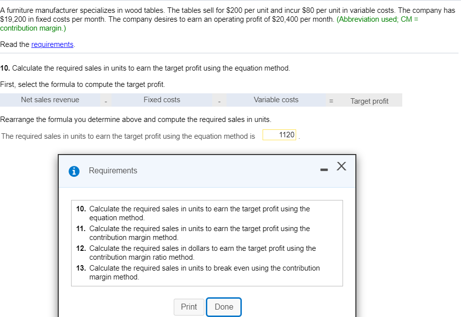 Solved A furniture manufacturer specializes in wood tables.