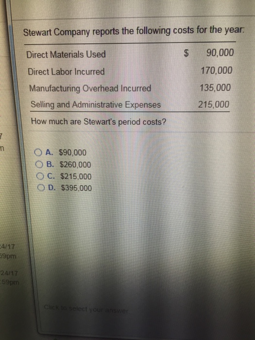 Solved Stewart Company reports the following costs for the