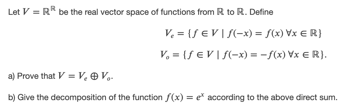 Solved R R Be The Real Vector Space Of Functions From R T Chegg Com