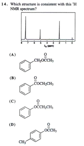 Solved 14. Which structure is consistent with this 'H NMR | Chegg.com