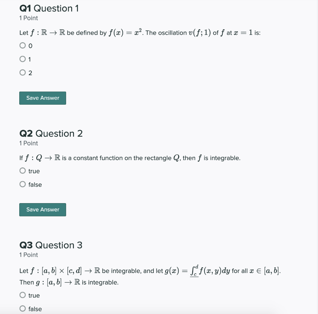 Solved Q1 Question 1 1 Point Let F R R Be Defined By F X Chegg Com