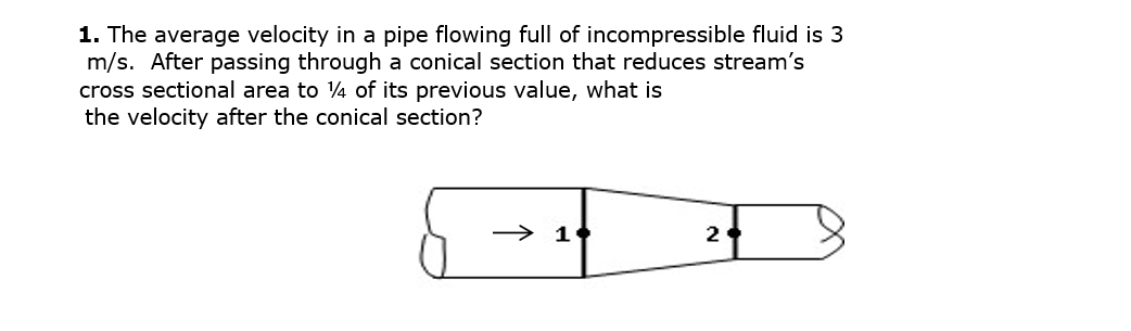 Solved 1. The average velocity in a pipe flowing full of | Chegg.com