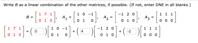 Solved Write B as a linear combination of the other | Chegg.com