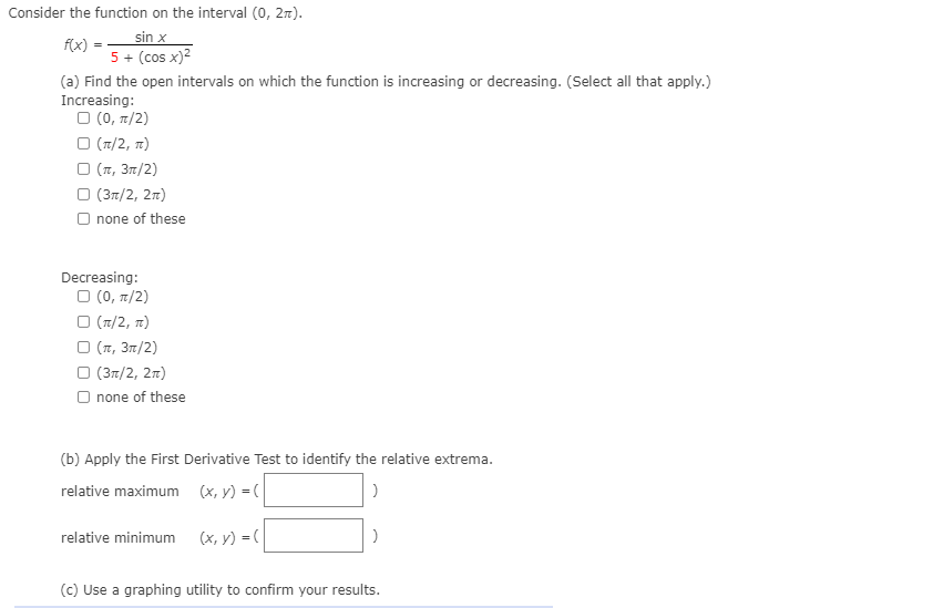Solved Consider the function on the interval (0, 2). f(x) = | Chegg.com