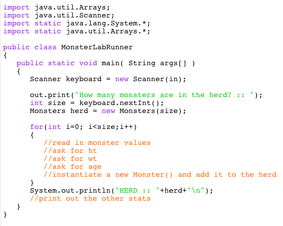 Solved Lab Description Create a Monster] array to store x | Chegg.com