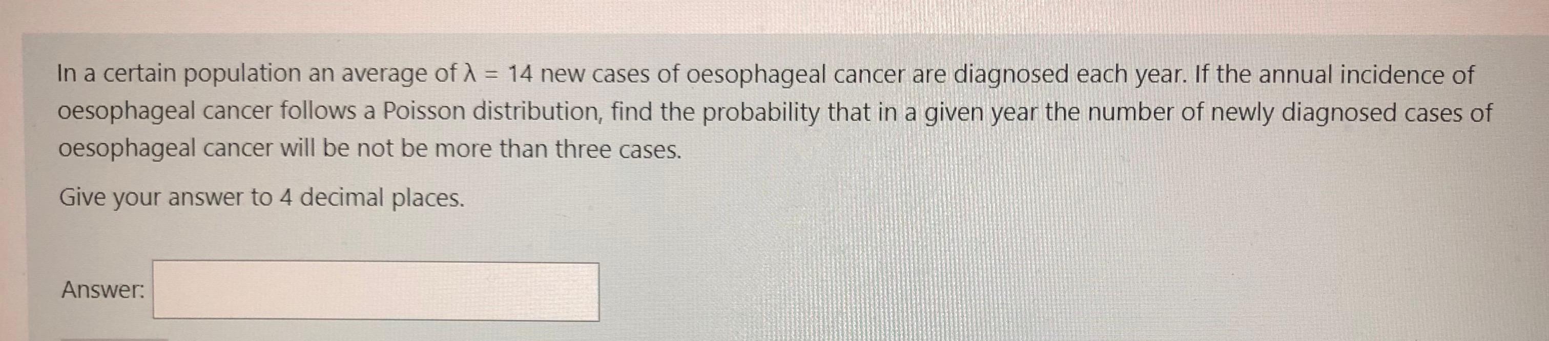 Solved In a certain population an average of 1 = 14 new | Chegg.com