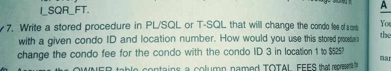 Solved led h ISQR FT Write a stored procedure in PL/SQL or | Chegg.com