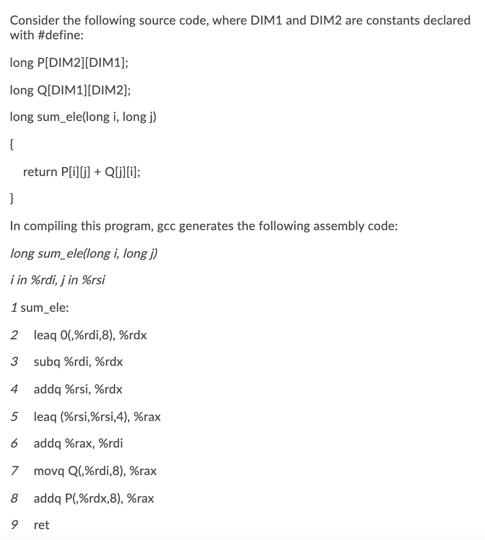 Consider the following source code, where DIM1 and | Chegg.com