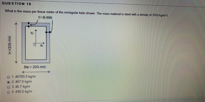 Solved What is the mass per linear meter of the rectangular | Chegg.com