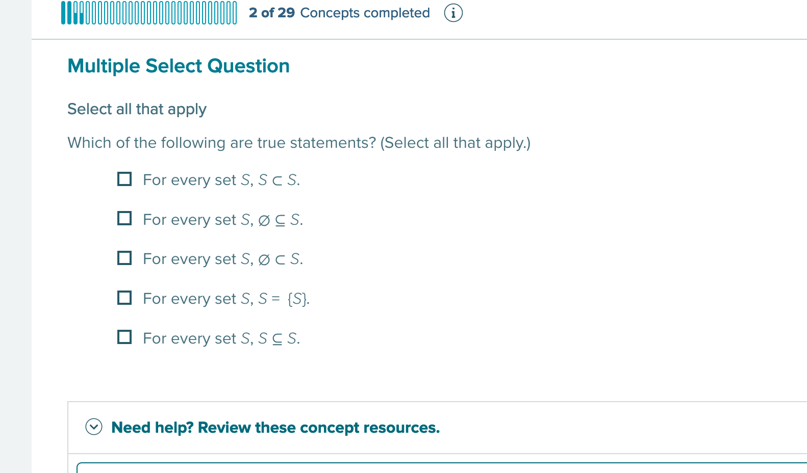 Solved Select All That Apply Which Of The Following Are True Chegg