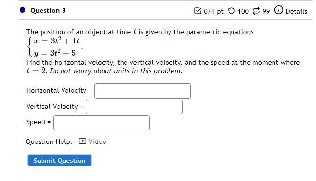Solved The position of an object at time t is given by the | Chegg.com