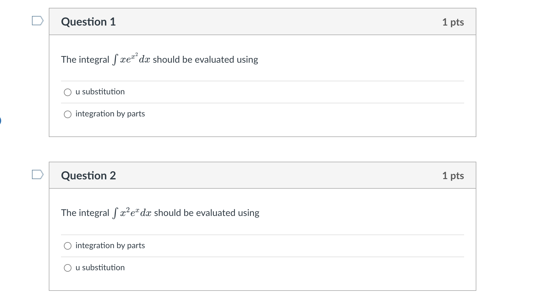 Solved The integral ∫xex2dx should be evaluated using u | Chegg.com