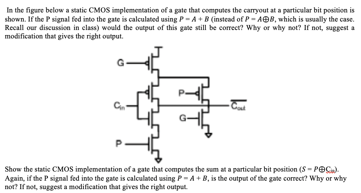 Solved In The Figure Below A Static CMOS Implementation Of A | Chegg.com